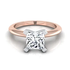 14K Rose Gold Princess Cut  Classic Low Base Solitaire Engagement Ring