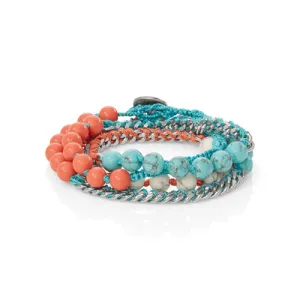 Bead   Chain Turquoise Wrap Bracelet