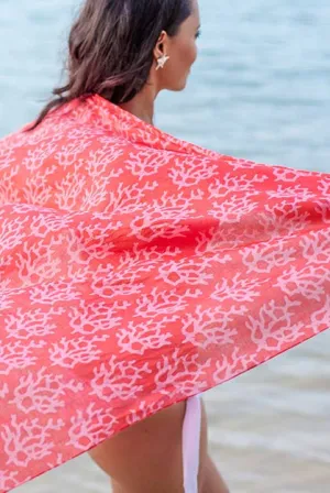 Coral Printed Cotton Sarong Pareo