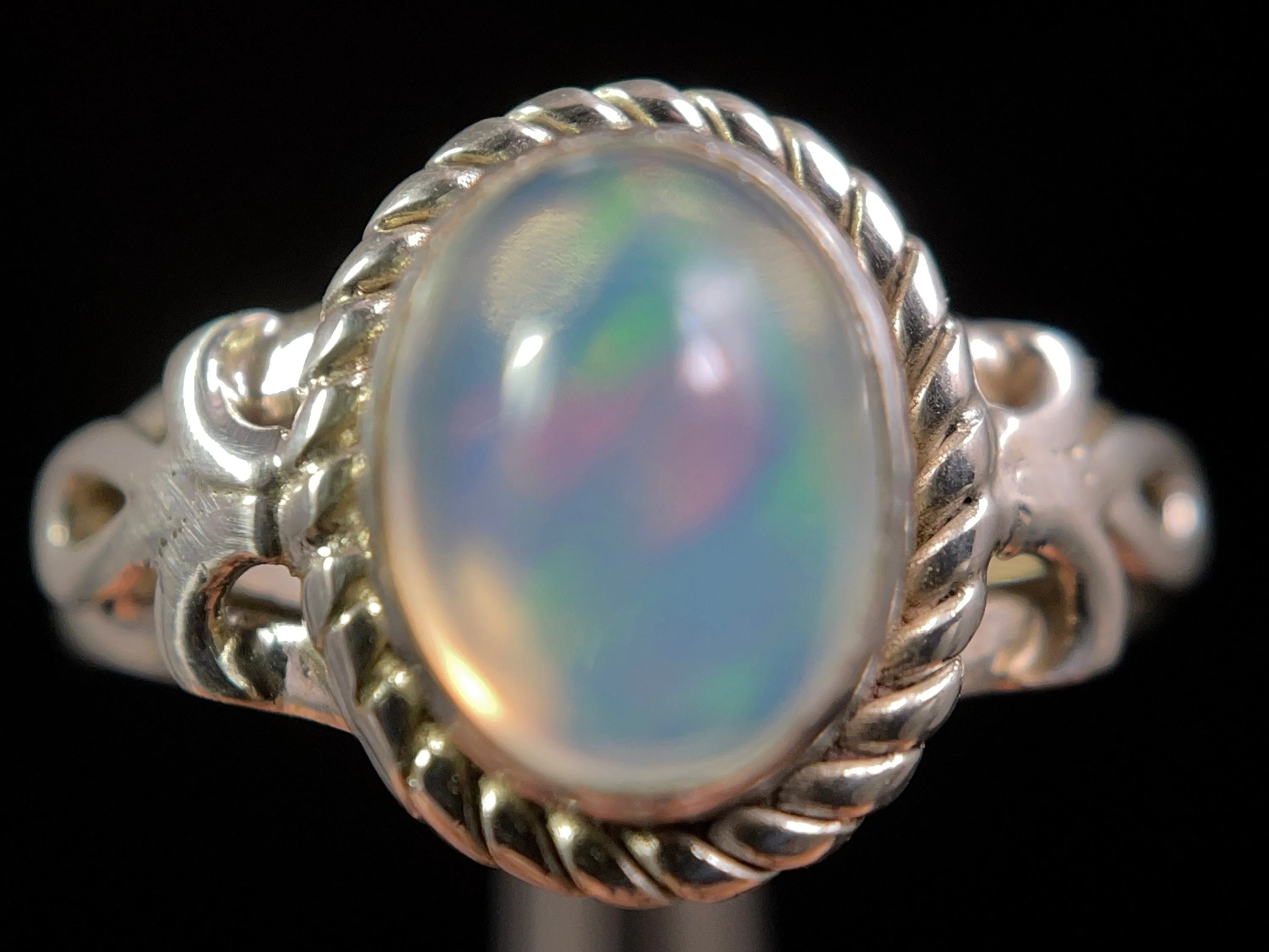 OPAL RING - Sterling Silver, Size 7.5 - Ethiopian Opal Rings for Women, Bridal Jewelry, Welo Opal, 49196