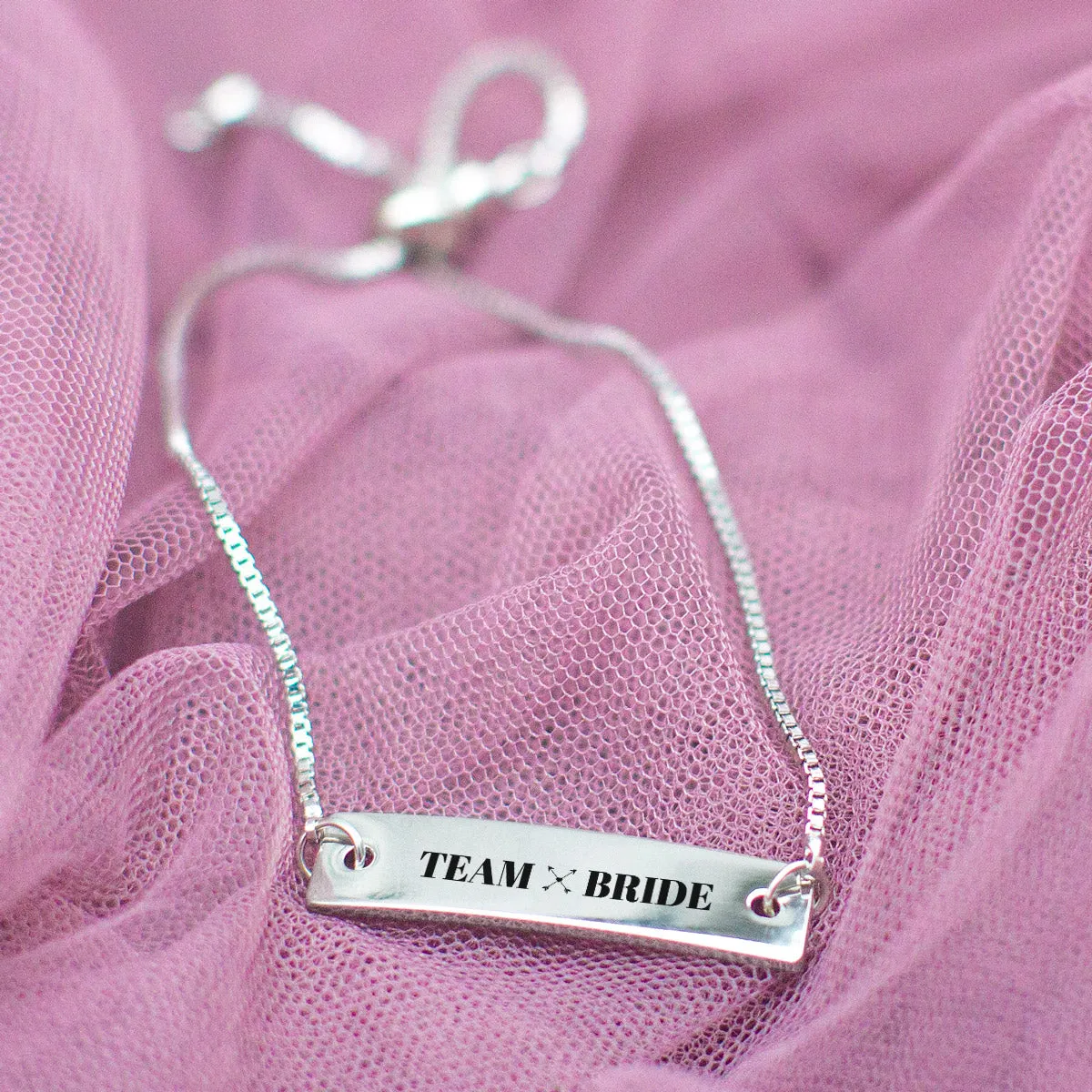 Silver Team Bride Adjustable Bar Bracelet