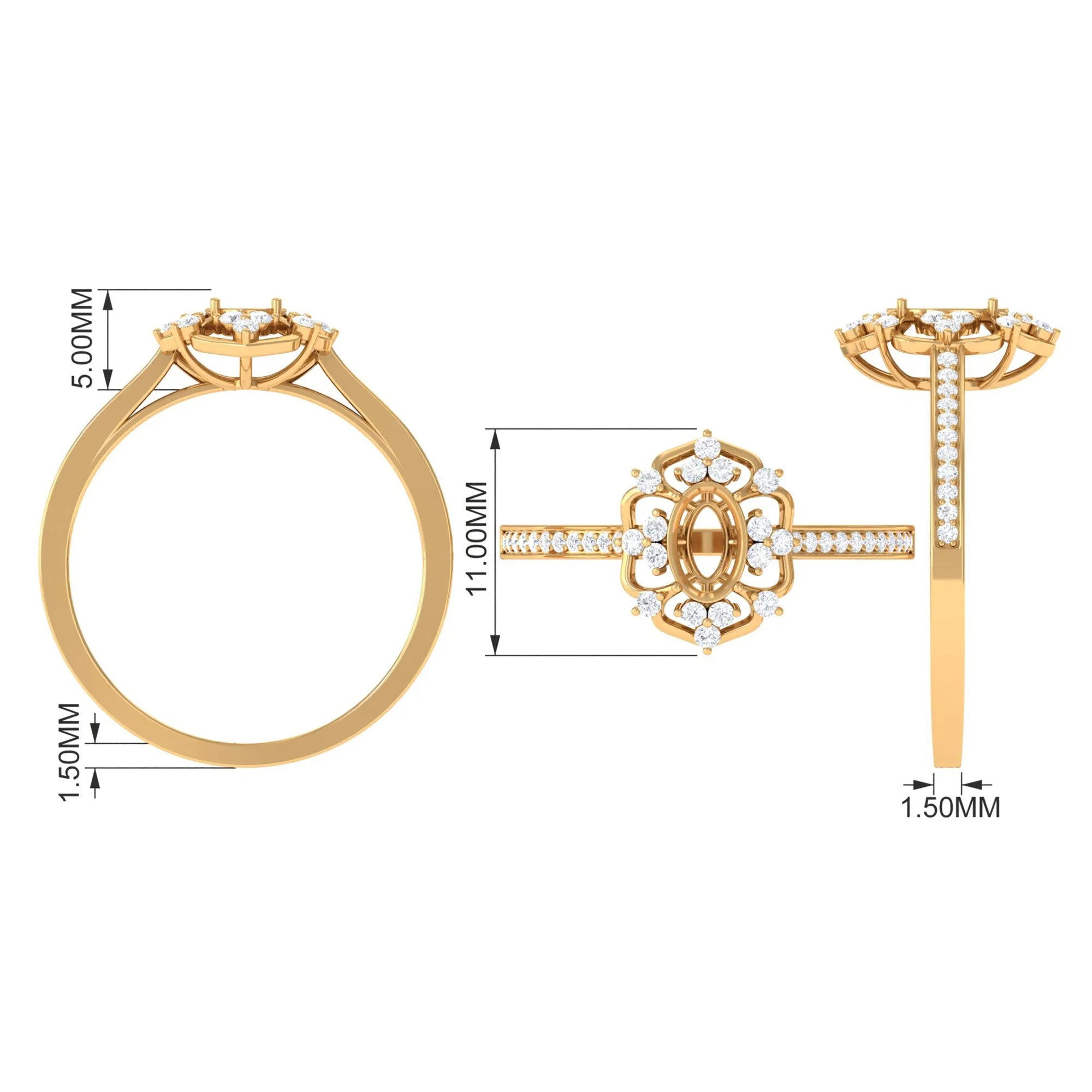 Vintage Style Created Ruby and Diamond Flower Engagement Ring